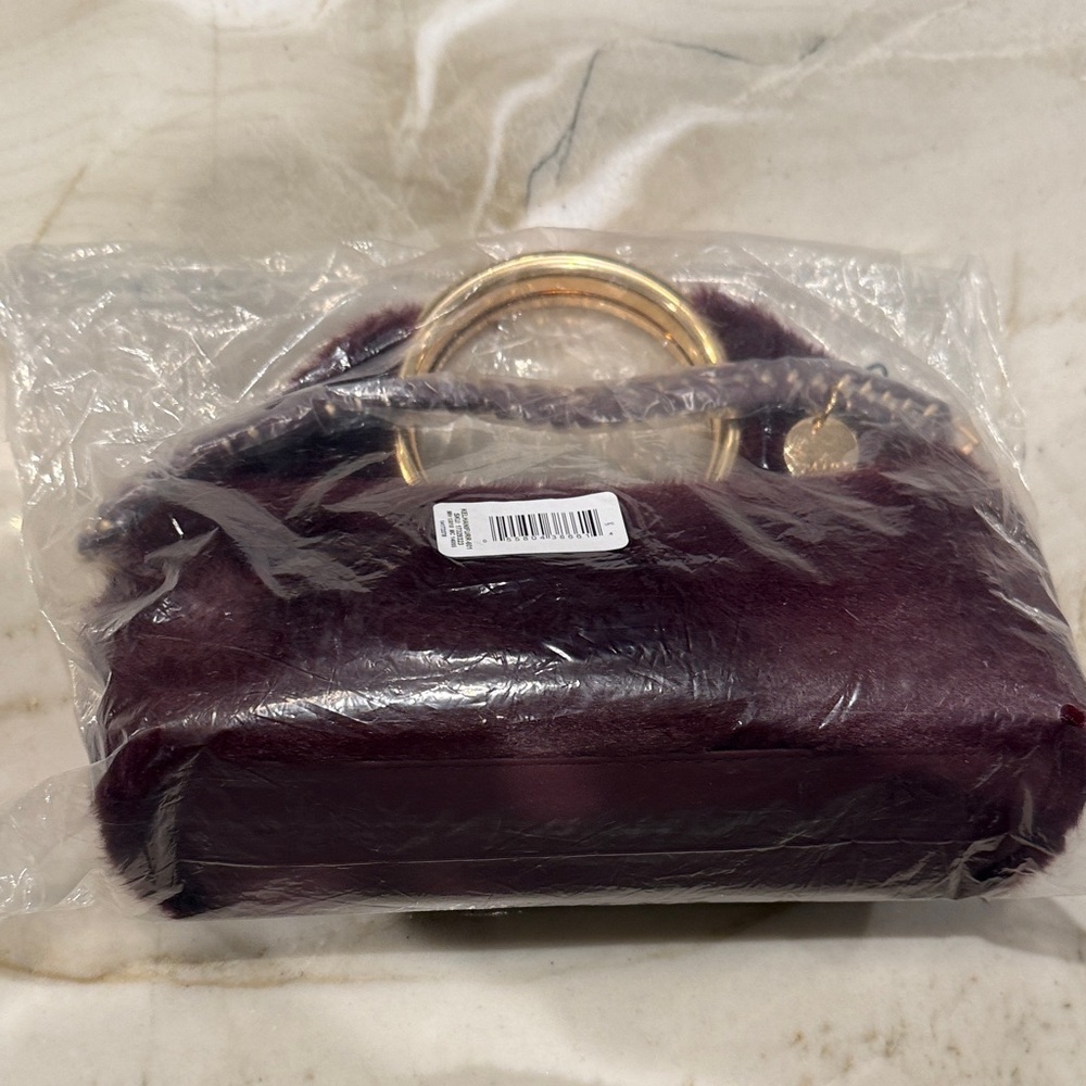 ALDO Burgundy Faux Fur Handbag - Picture 6 of 6